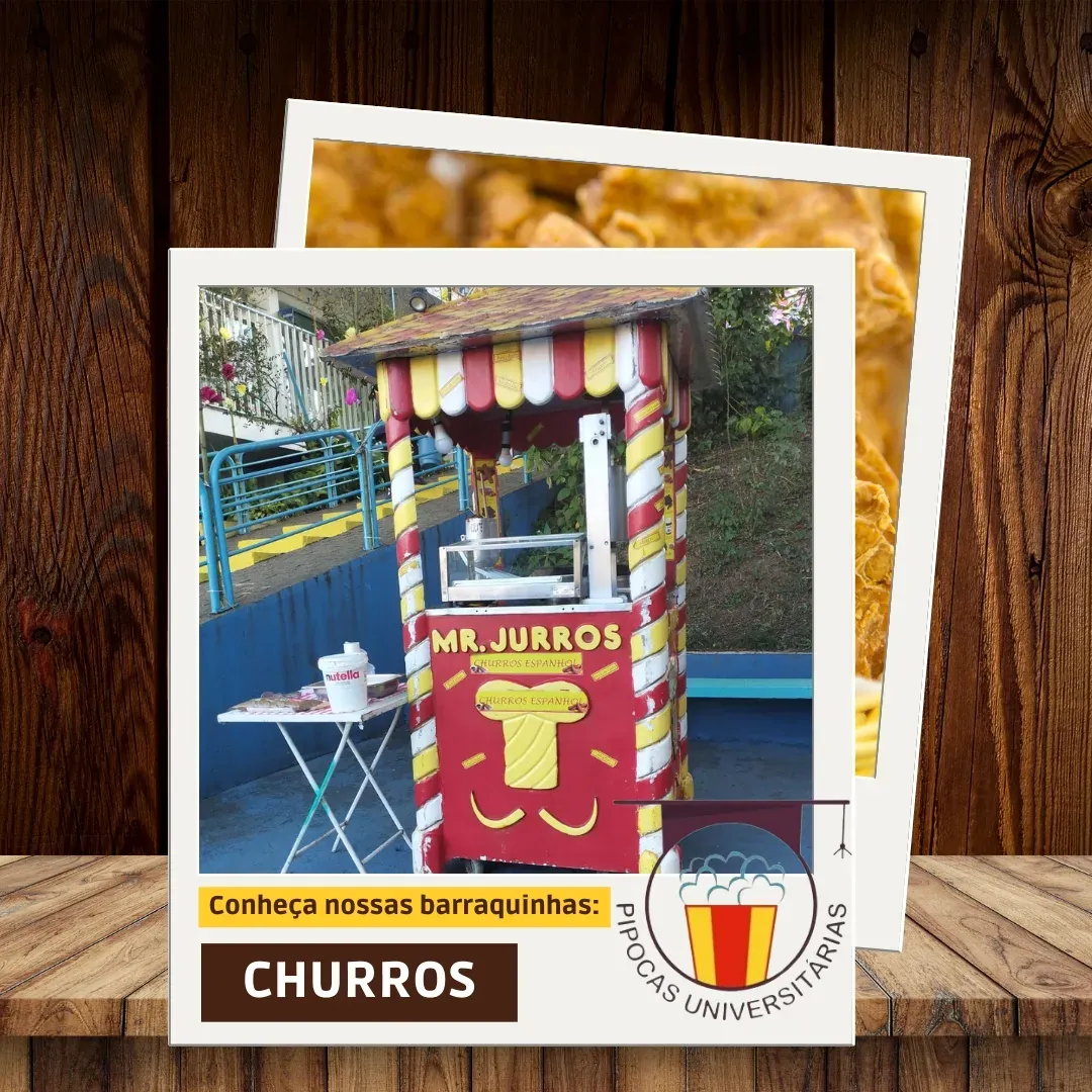 Barraca de churros da Pipocas Universitárias montada em evento